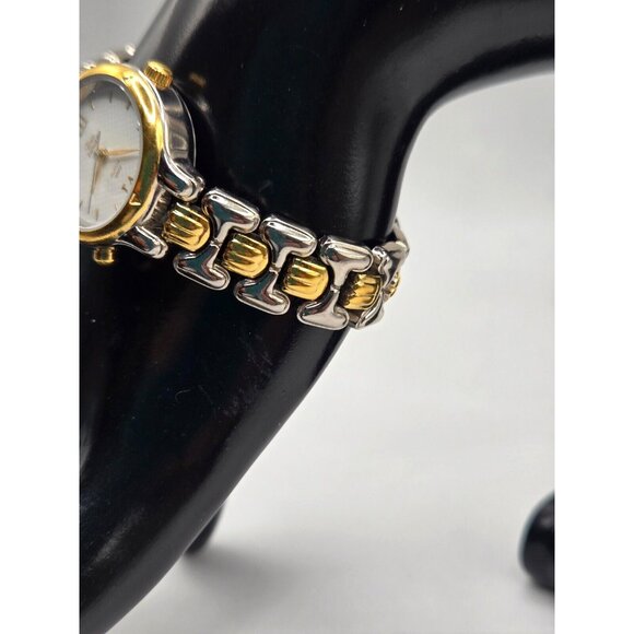 Timex Indiglo Women's Two Tone Quartz Watch CR 1216 Stainless Back - Picture 6 of 6